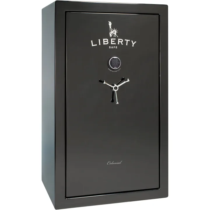 Liberty Colonial 30 shown closed in black with an electronic keypad and a three-spoke handle.