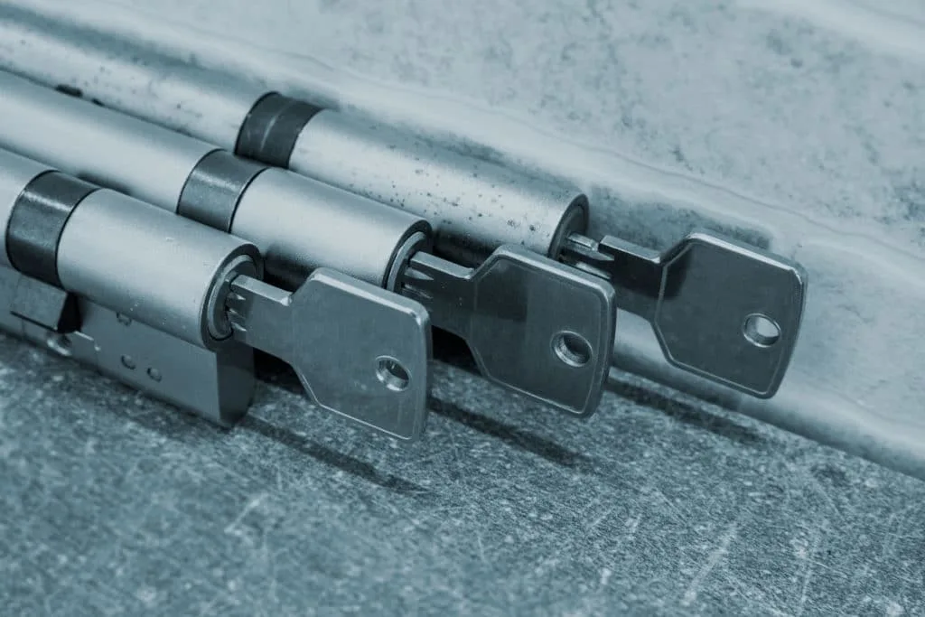 Three lock cylinders with matching keys